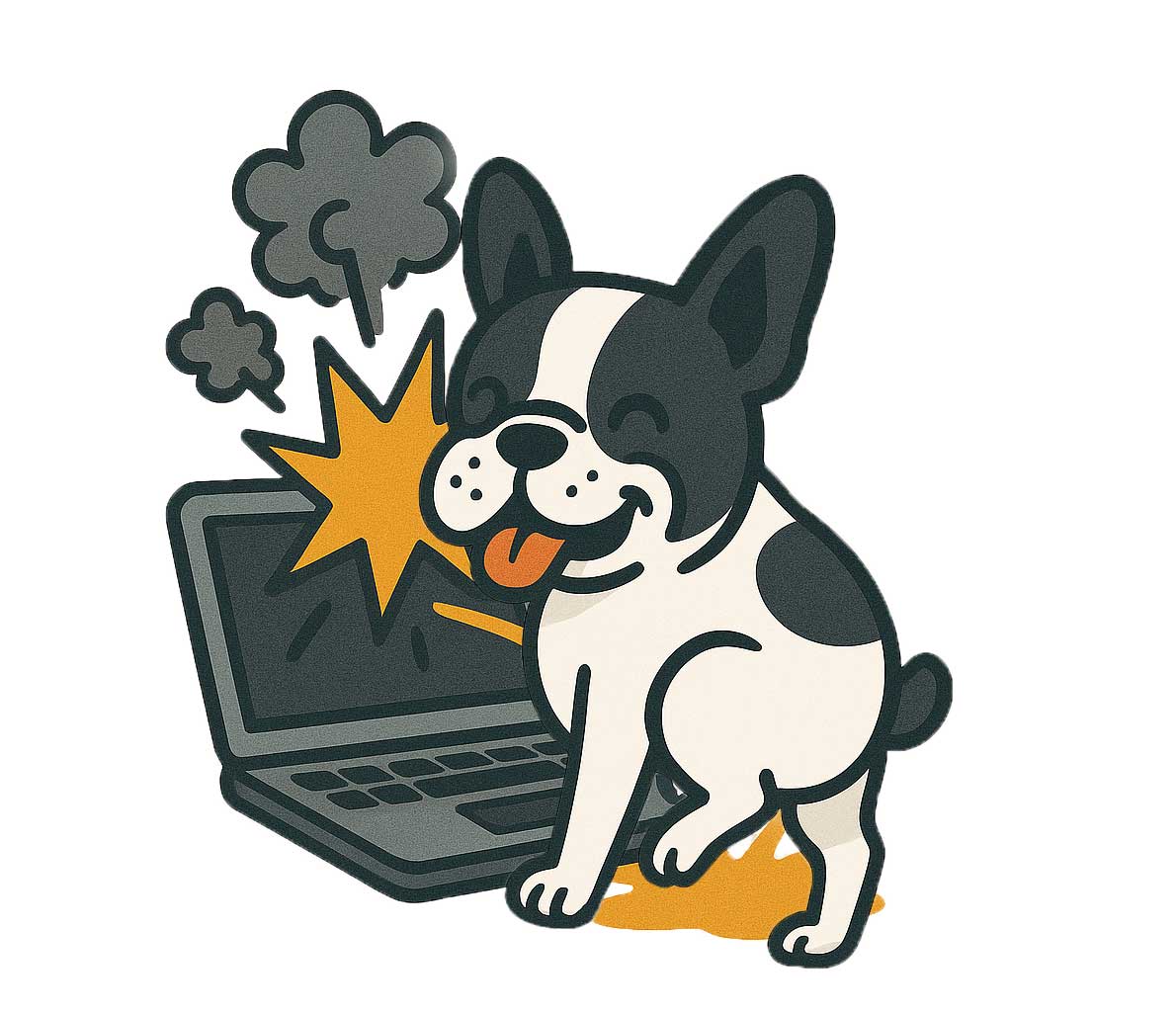 Dog having an accident on computer